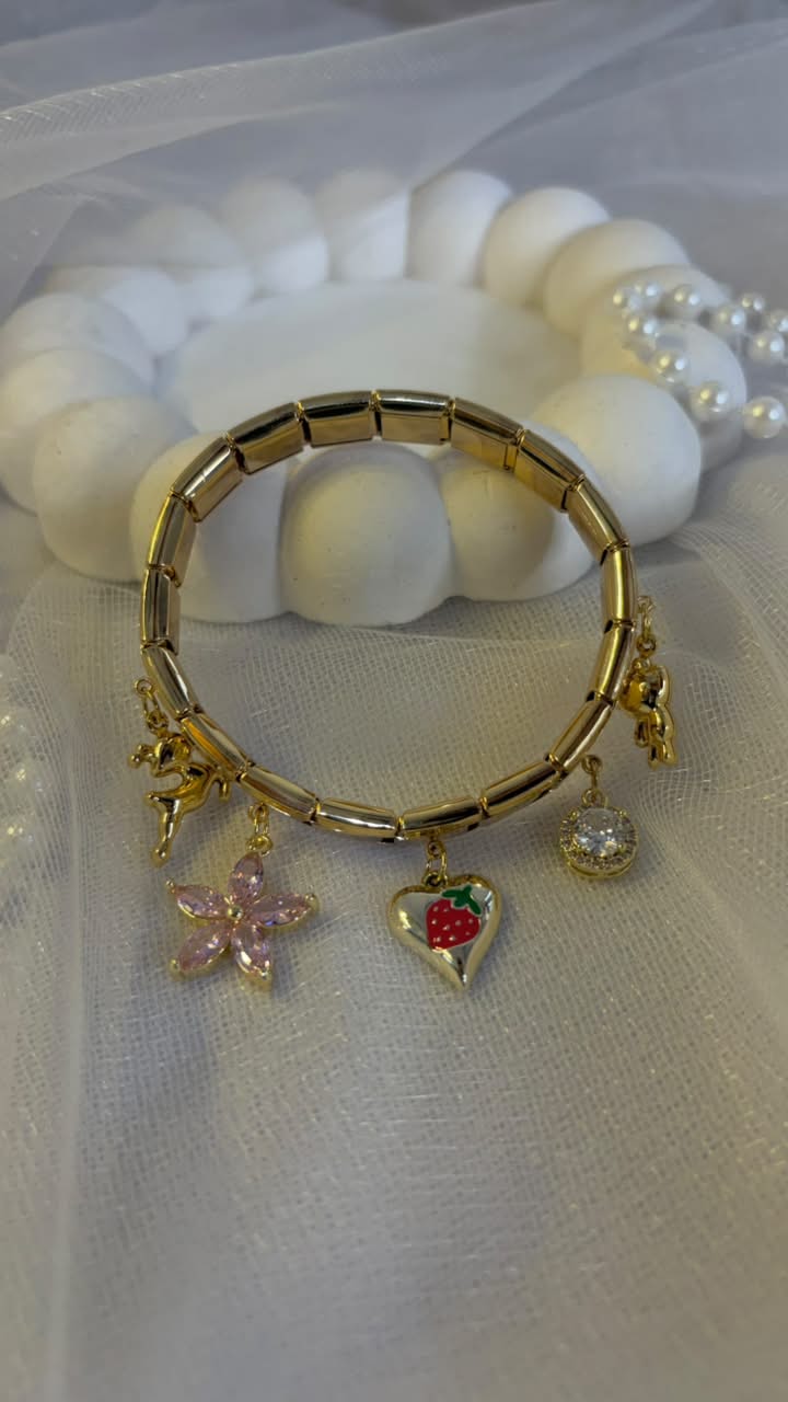 Pink Berry Charm Bracelet